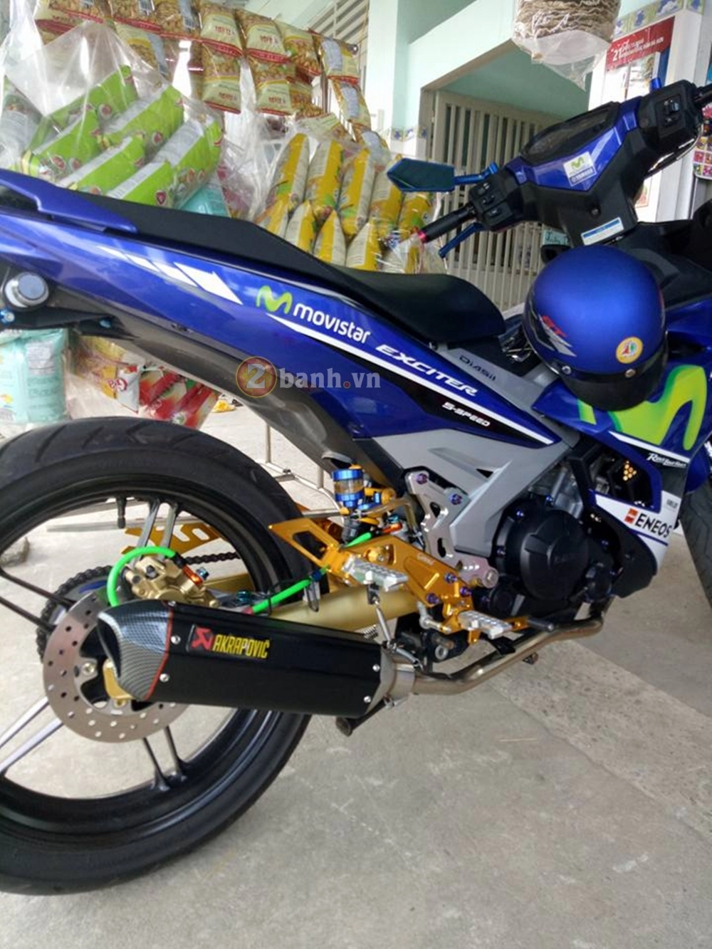 Exciter 150 mặc áo movistar vác súng akrapovic