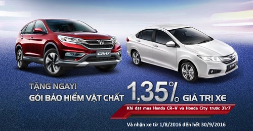 Honda áp dụng gói bảo hiểm hấp dẫn cho 2 dòng xe