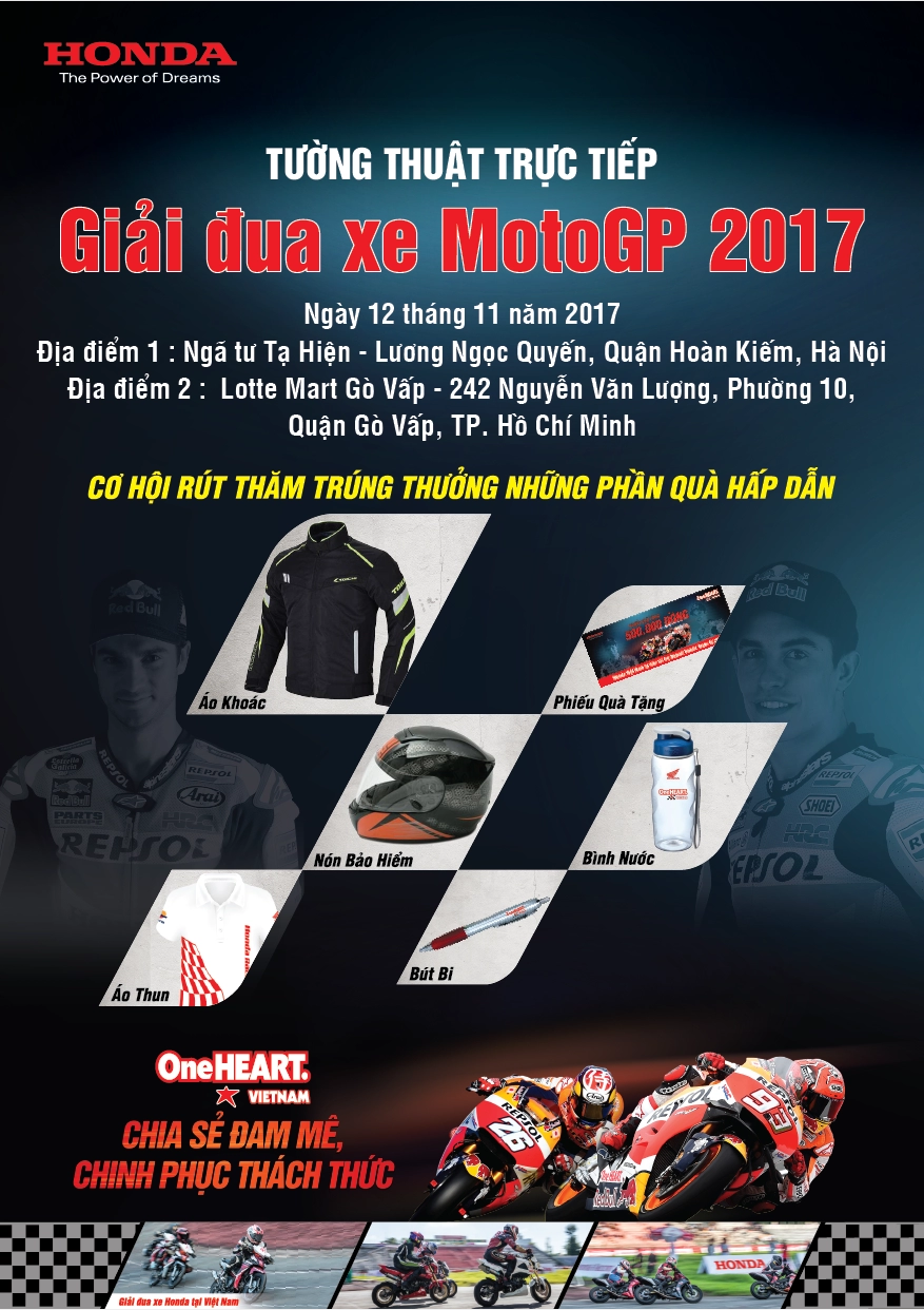 Honda việt nam tiếp lửa nhiệt huyết cho chặng 18 giải đua motogp 2017 tại hà nội và tp hồ chí minh