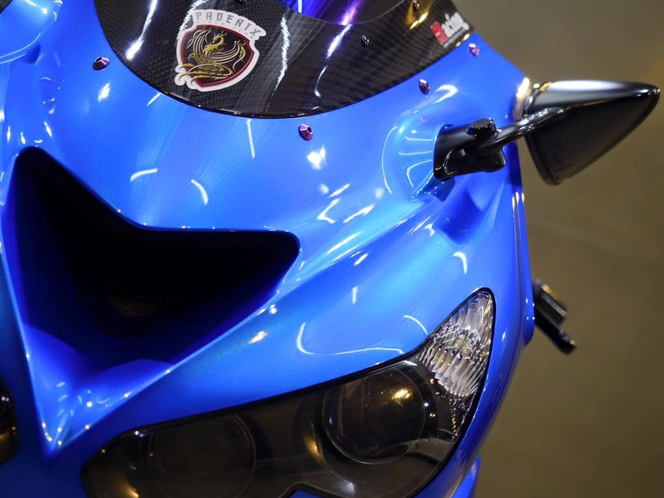 Kawasaki zx-14r hà mã hung tợn qua version race blue