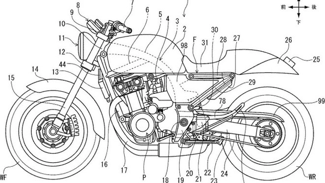 Lộ hình ảnh bằng sáng chế mẫu xe cafe racer mới của honda