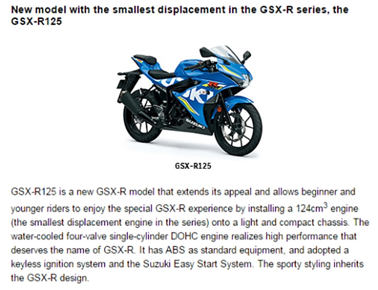 Suzuki ra mắt gsx125r có kèm abs