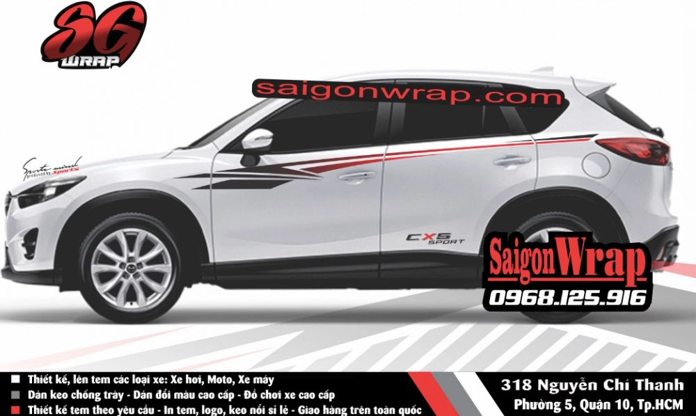 Tem xe mazda cx5 -fotuner -ecosport -santa fe -captiva -cr-v - saigonwrap- tem xe chuyên nghiêp